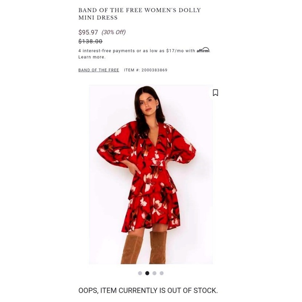 Band of the Free~ Dolly Mini Dress Red/Gold Floral Puff Sleeve~ WK337698C ~SMALL